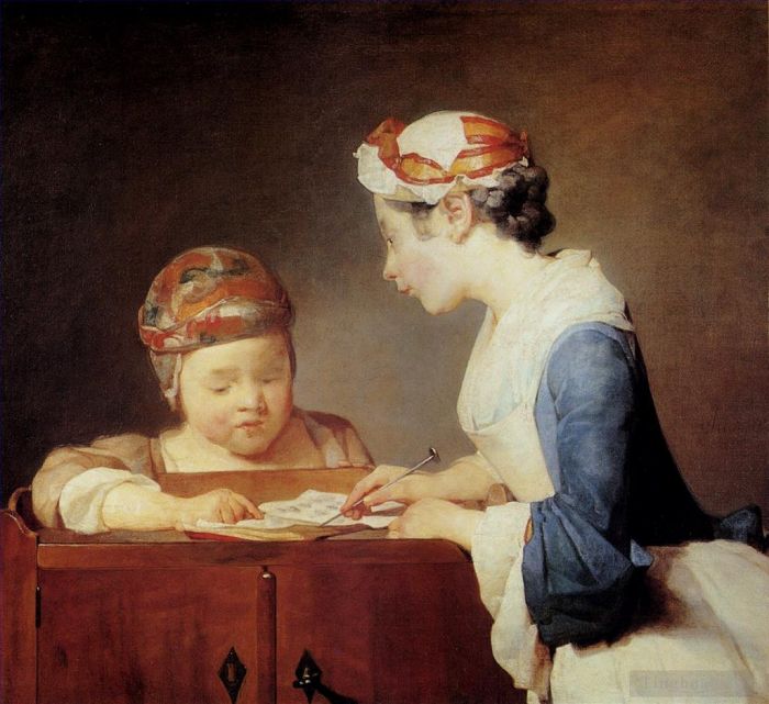 Jean-Baptiste-Simeon Chardin Oil Painting - The Teacher