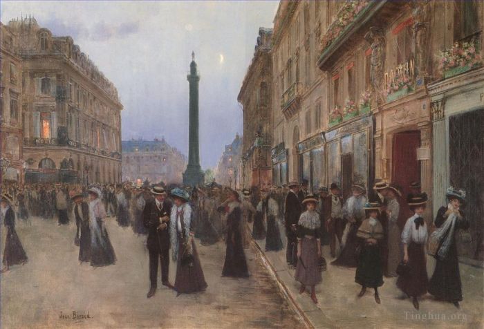 Jean Beraud Oil Painting - La Modiste Sur Les Champs Elysees