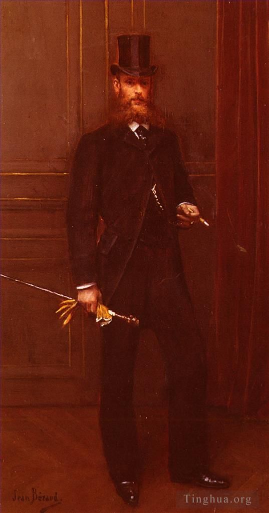 Jean Beraud Oil Painting - Portrait DUn Homme Elegant