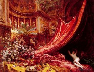 Artist Jean Beraud's Work - Symphony in Red and Gold