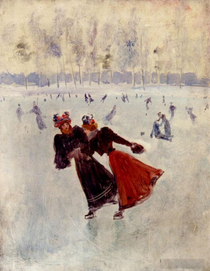 Jean Beraud Oil Painting - Women Skating