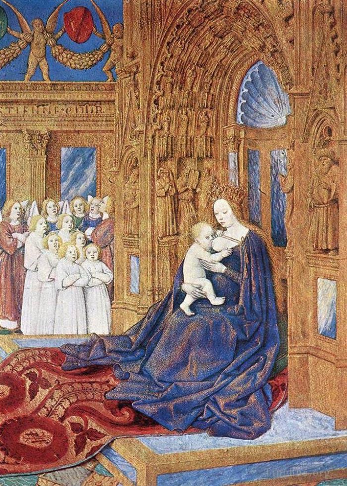 Jehan Fouquet Oil Painting - The Madonna Before The Cathedral