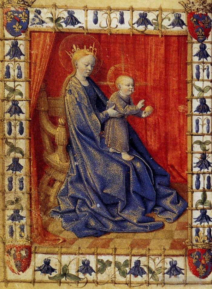 Jehan Fouquet Oil Painting - The Virgin And Child Enthroned