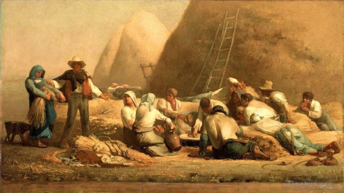 Jean-Francois Millet Oil Painting - Harvesters Resting Ruth and Boaz