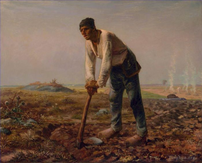 Jean-Francois Millet Oil Painting - Man with a Hoe