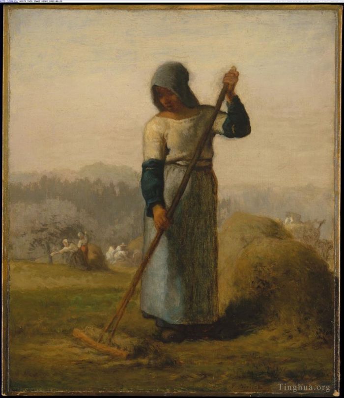 Jean-Francois Millet Oil Painting - Woman with a Rake