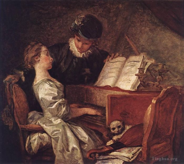 Jean-Honore Fragonard Oil Painting - Music Lesson