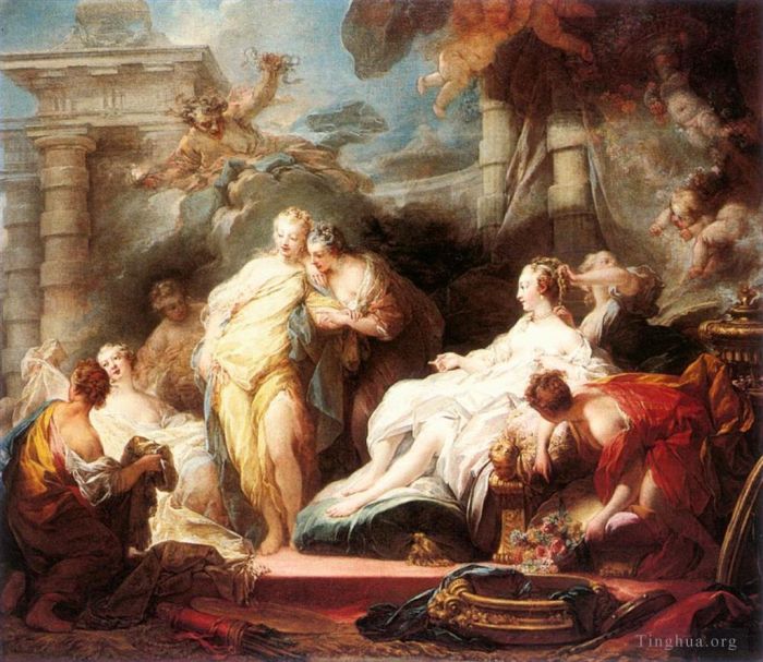 Jean-Honore Fragonard Oil Painting - Psyche showing her Sisters her Gifts from Cupid