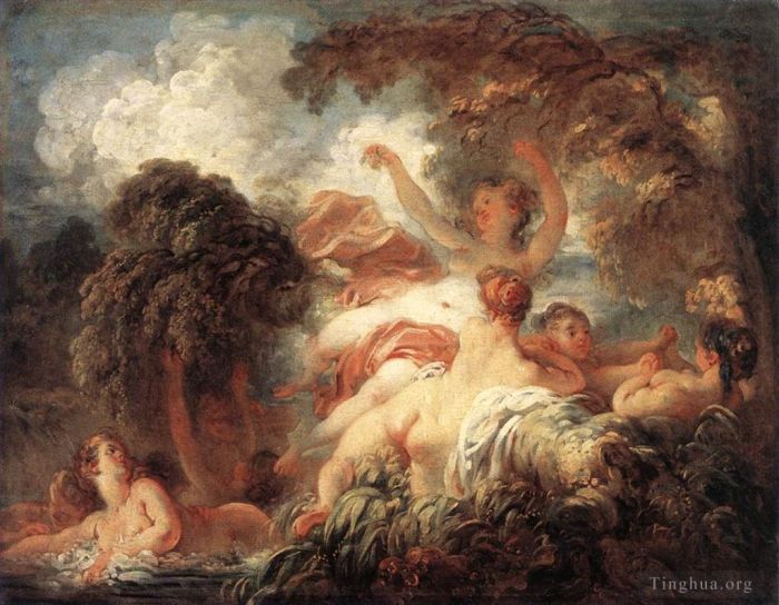 Jean-Honore Fragonard Oil Painting - The Bathers