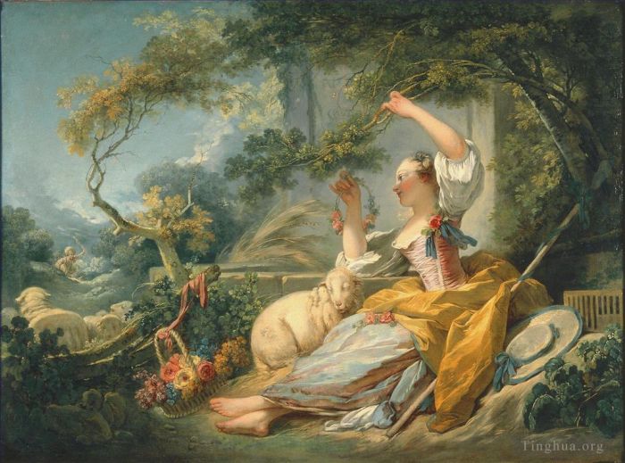 Jean-Honore Fragonard Oil Painting - The Shepherdess