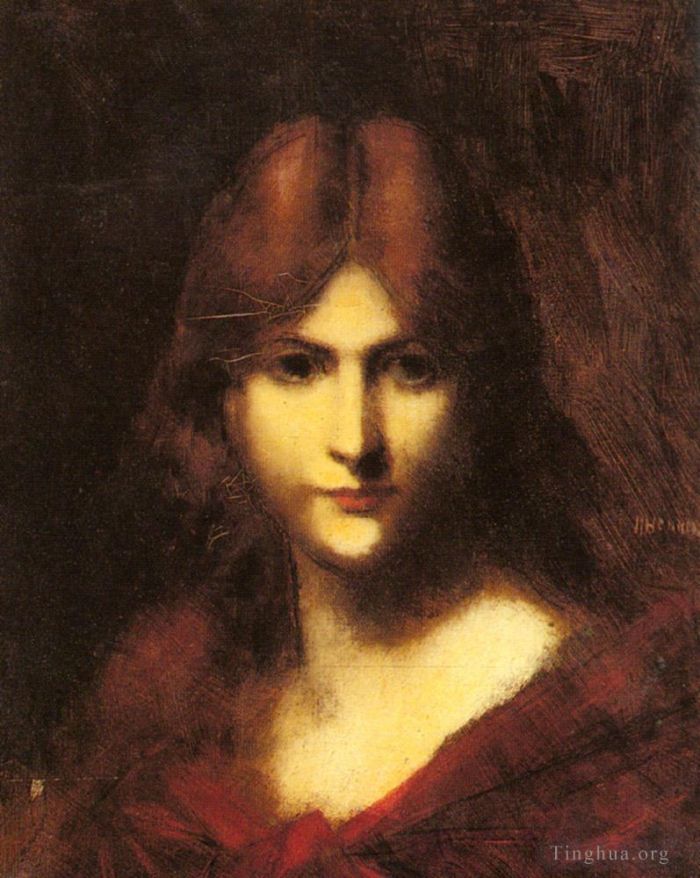 Jean-Jacques Henner Oil Painting - A Red haired Beauty