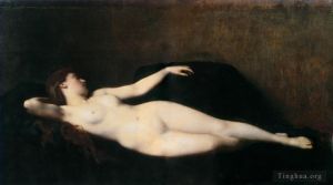 Artist Jean-Jacques Henner's Work - Donna sul divano nero