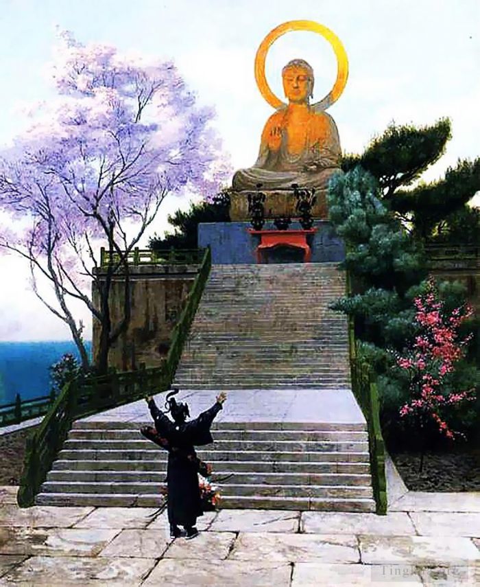 Jean-Leon Gerome Oil Painting - A Japanese imploring a Divinity