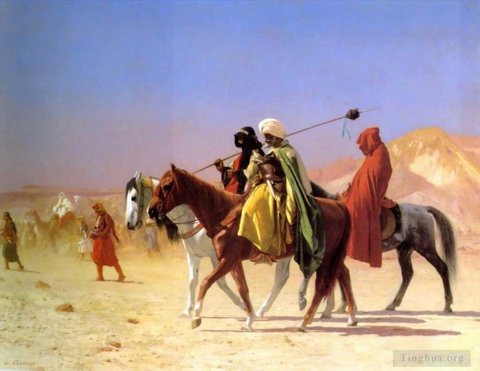 Jean-Leon Gerome Oil Painting - Arabs crossing the Desert
