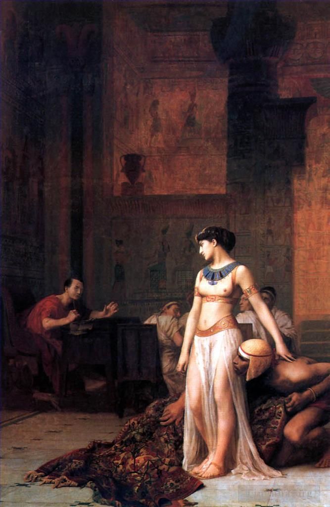 Jean-Leon Gerome Oil Painting - Cleopatra before Caesar