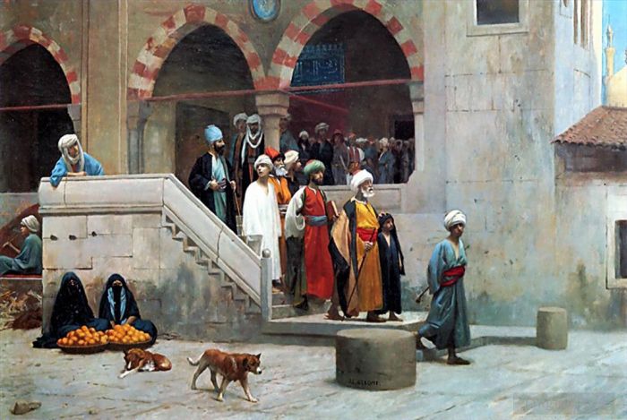 Jean-Leon Gerome Oil Painting - Leaving the Mosque