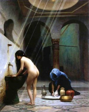 Artist Jean-Leon Gerome's Work - A Moorish Bath (Turkish Woman Bathing)