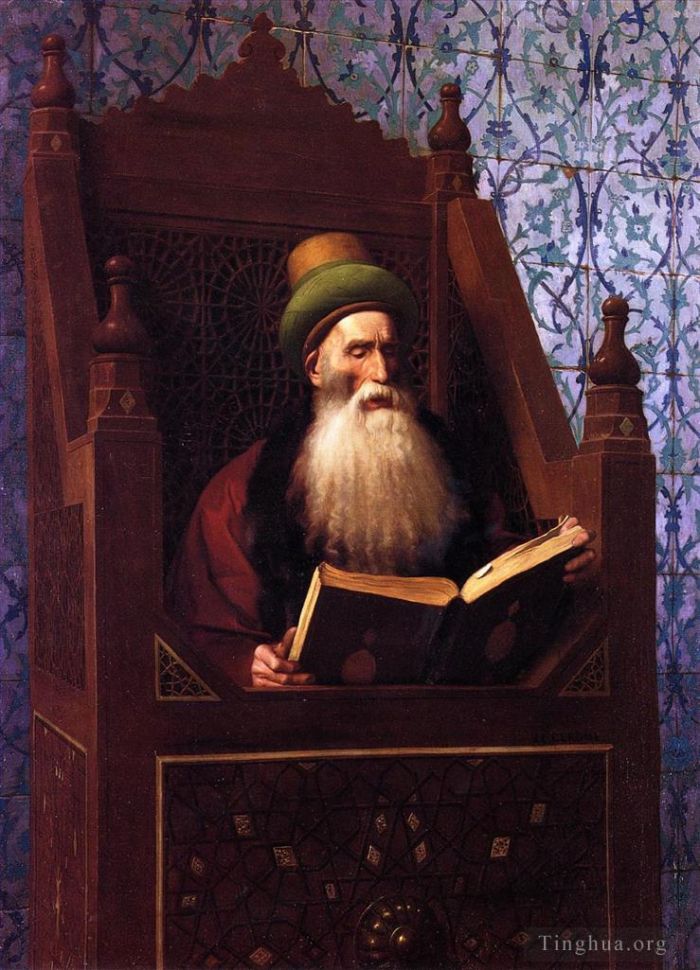 Jean-Leon Gerome Oil Painting - Mufti Reading in His Prayer Stool