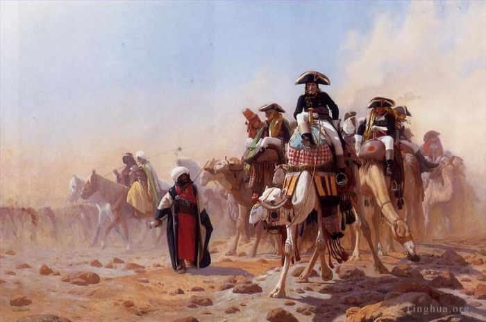 Jean-Leon Gerome Oil Painting - Napoleon and His General Staff Arabian