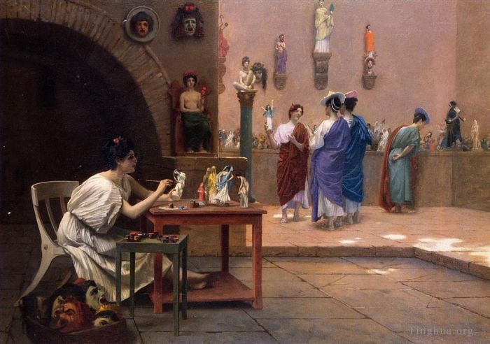 Jean-Leon Gerome Oil Painting - Painting Breathes Life into Sculpture 1893