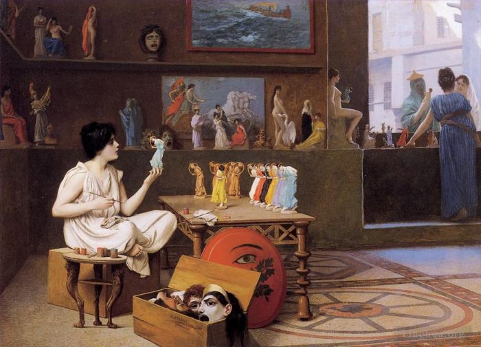 Jean-Leon Gerome Oil Painting - Painting Breathes Life into Sculpture