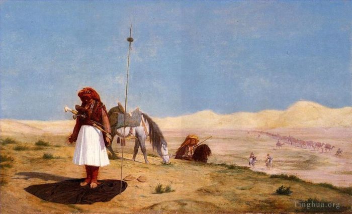 Jean-Leon Gerome Oil Painting - Prayer in the Desert