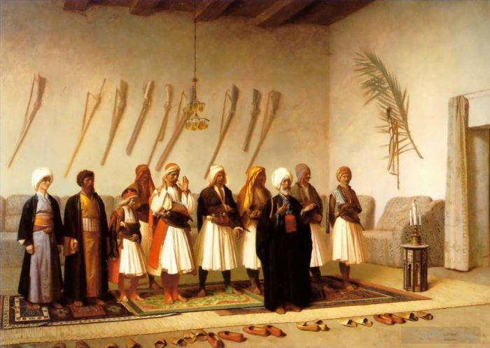 Jean-Leon Gerome Oil Painting - Prayer in the House of an Arnaut Chief