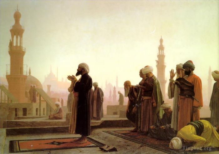 Jean-Leon Gerome Oil Painting - Prayer on the Housetops
