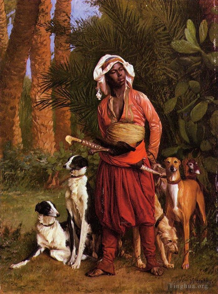 Jean-Leon Gerome Oil Painting - The Negro Master of the Hounds