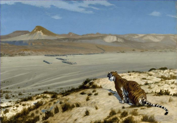 Jean-Leon Gerome Oil Painting - Tiger on the Watch 3_2