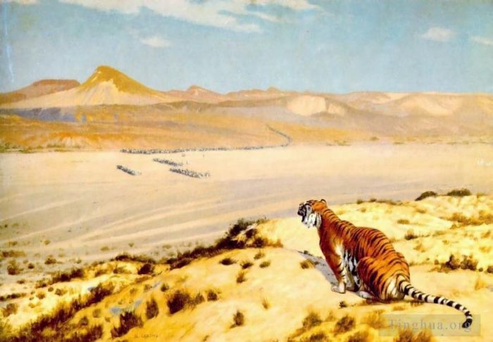 Jean-Leon Gerome Oil Painting - Tiger on the Watch2