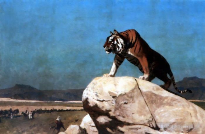 Jean-Leon Gerome Oil Painting - Tiger on the Watch