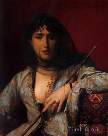 Jean-Leon Gerome Oil Painting - Veiled Circassian Lady