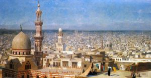 Antique Oil Painting - View Of Cairo