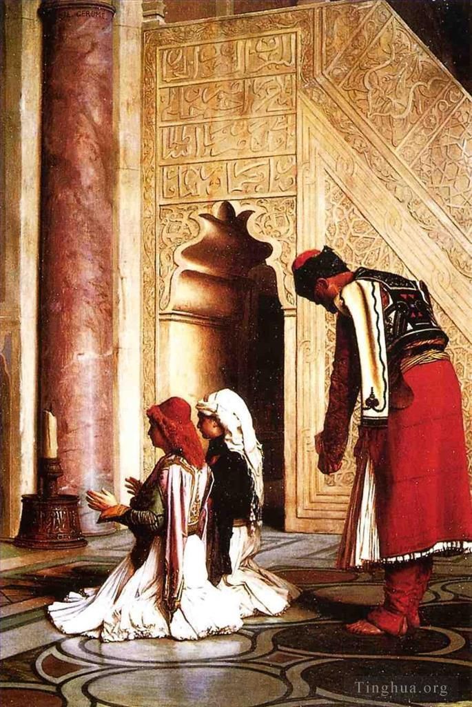 Jean-Leon Gerome Oil Painting - Young Greeks at the Mosque