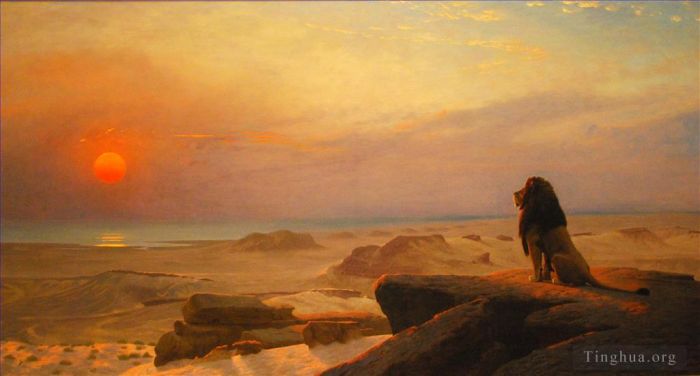 Jean-Leon Gerome Oil Painting - Lion dusk