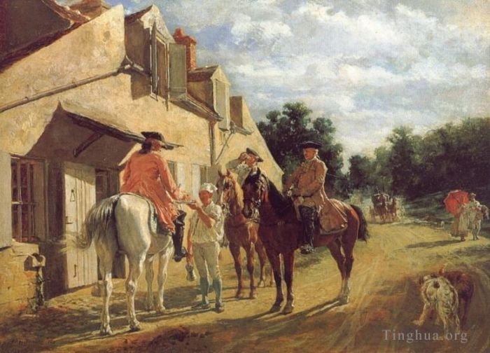 Jean-Louis Ernest Meissonier Oil Painting - At the Relay Station