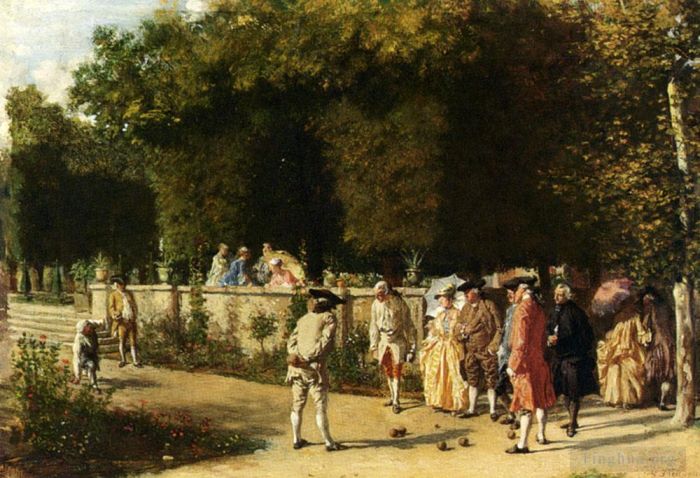 Jean-Louis Ernest Meissonier Oil Painting - Playing Jeu De Boules