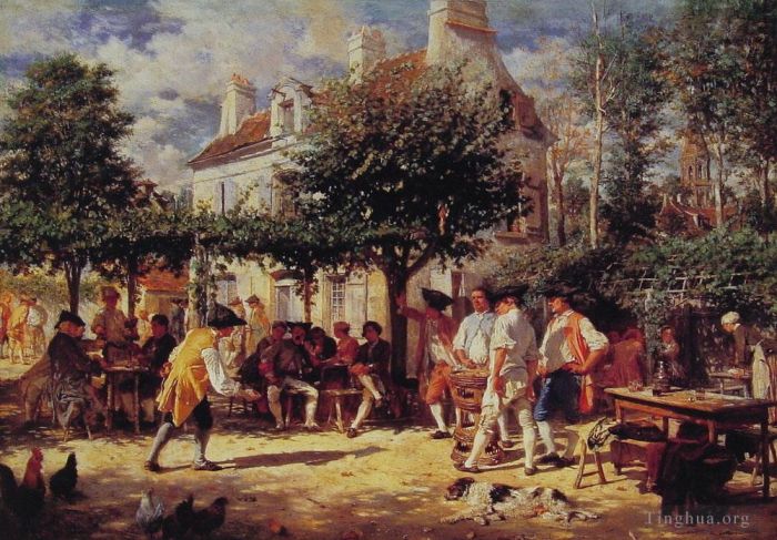 Jean-Louis Ernest Meissonier Oil Painting - Sunday in Poissy