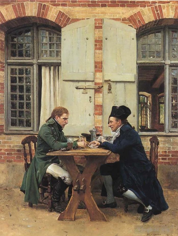 Jean-Louis Ernest Meissonier Oil Painting - The Card Players 1872