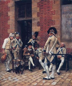 Antique Oil Painting - The Sergeants Portrait 1874