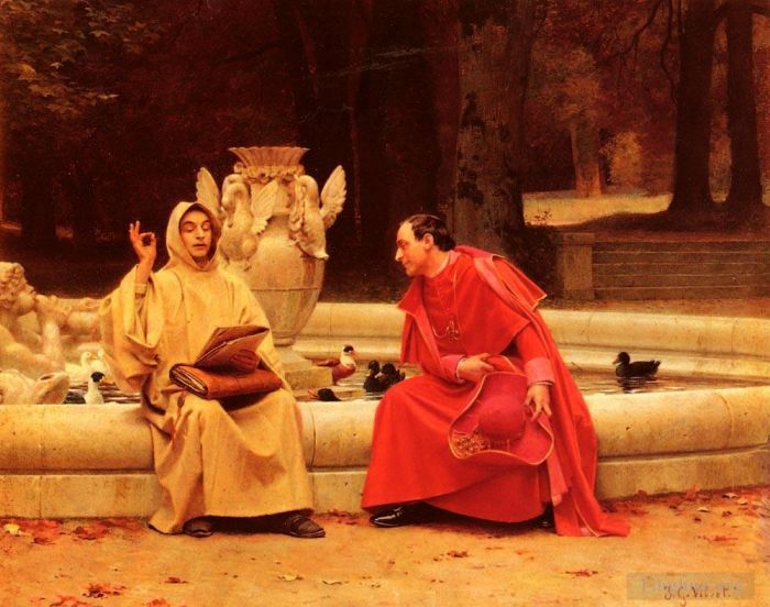 Jehan Georges Vibert Oil Painting - A Fine Point