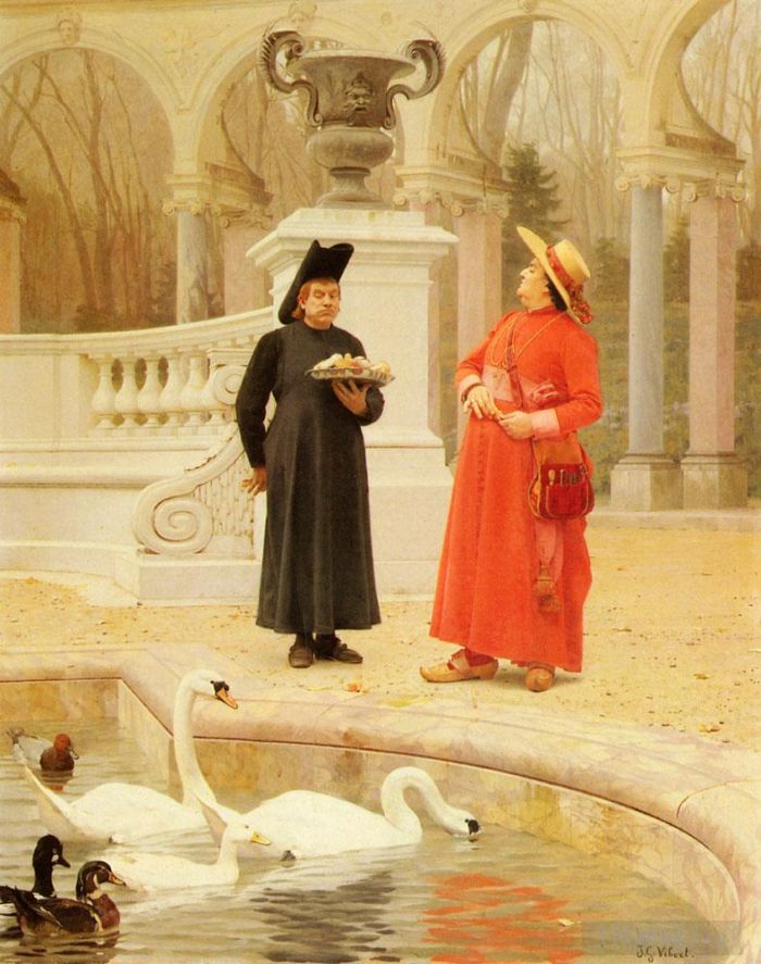 Jehan Georges Vibert Oil Painting - A Plate Of Cakes