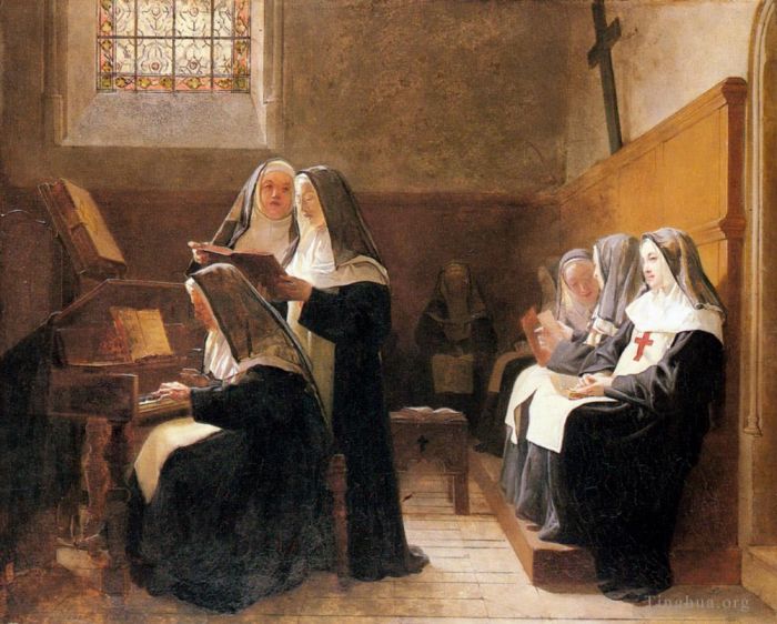 Jehan Georges Vibert Oil Painting - The Convent Choir
