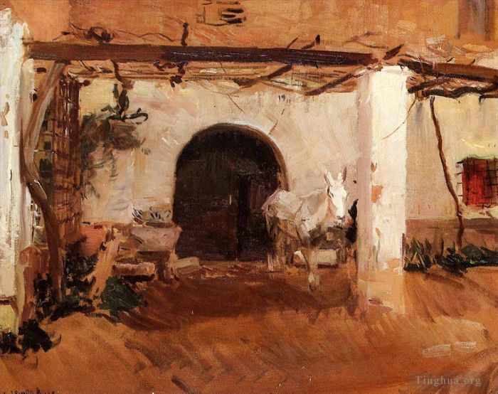 Joaquin Sorolla Oil Painting - Casa de Huerta Valencia study