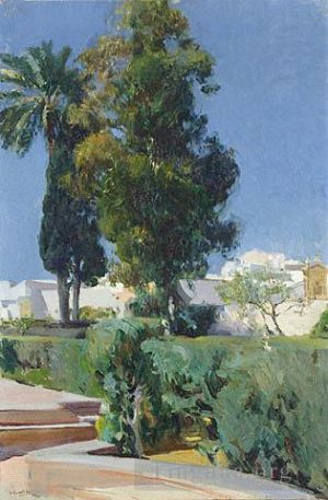 Artist Joaquin Sorolla's Work - Corner of the Garden Alcazar Sevilla