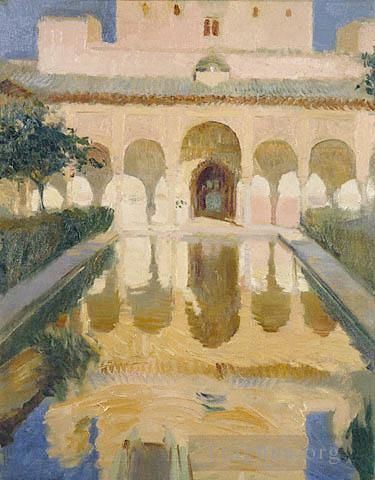 Joaquin Sorolla Oil Painting - Hall of the Ambassadors Alhambra Granada