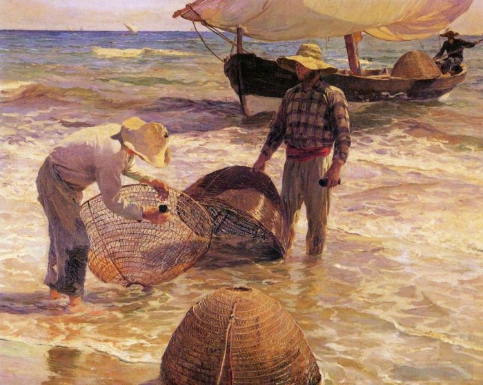Joaquin Sorolla Oil Painting - Pescadores Valencianos