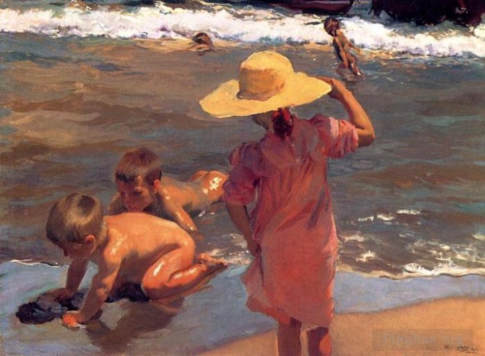 Joaquin Sorolla Oil Painting - The Young Amphibians