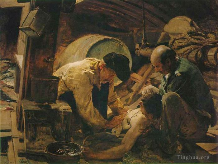 Joaquin Sorolla Oil Painting - They Still Say That Fish Is Expensive